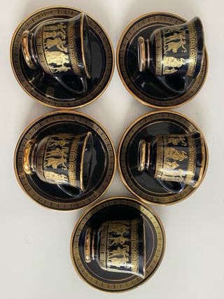 Conjunto café ceramica Grecia oro 24k