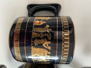 Conjunto café ceramica Grecia oro 24k