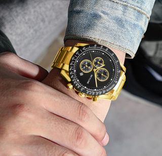 Reloj Cronógrafo chapado oro 18klt 