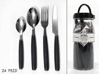 Set di posate nere 24 pezzi in acciaio