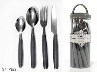 Set di posate grigie 24 pezzi