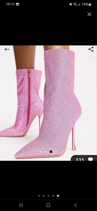 Botines rosa purpurina tacón aguja SIMMI LONDON 