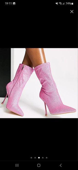 Botines rosa purpurina tacón aguja SIMMI LONDON 