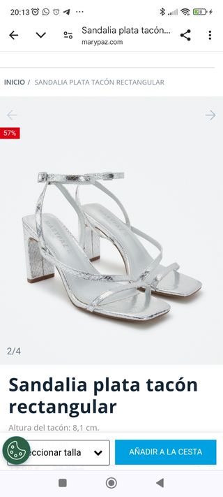 A estrenar Sandalia plata. Talla 40. Marypaz