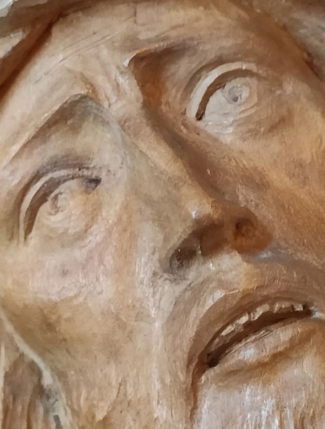 Volto Cristo legno intagliato, vintage