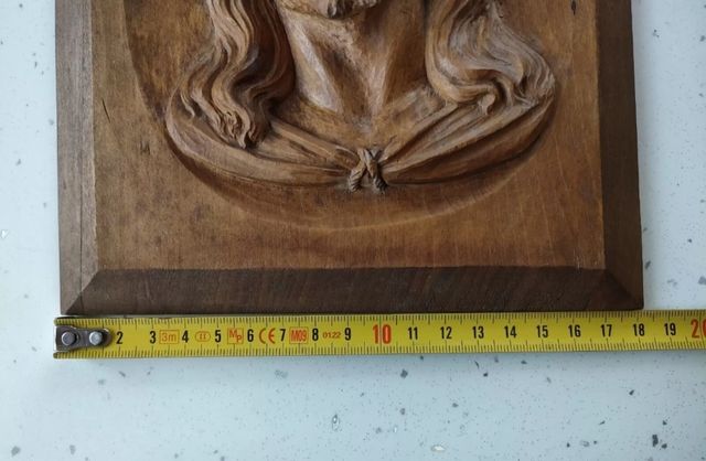 Volto Cristo legno intagliato, vintage