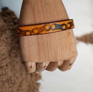 Pulsera de cuero eslabones cadena 