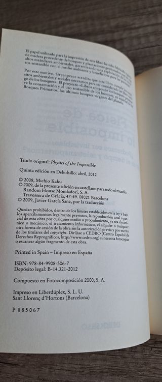 Física de lo imposible / Michael Kaku