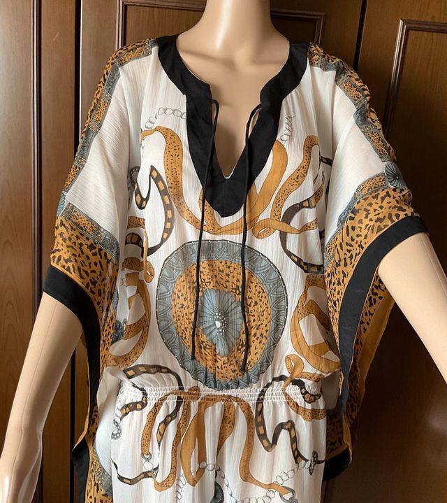 Tunica leggera Honey Donna, colore bianco marrone