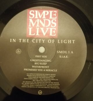 LP doppio album Simple Mind live 1987