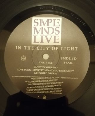 LP doppio album Simple Mind live 1987