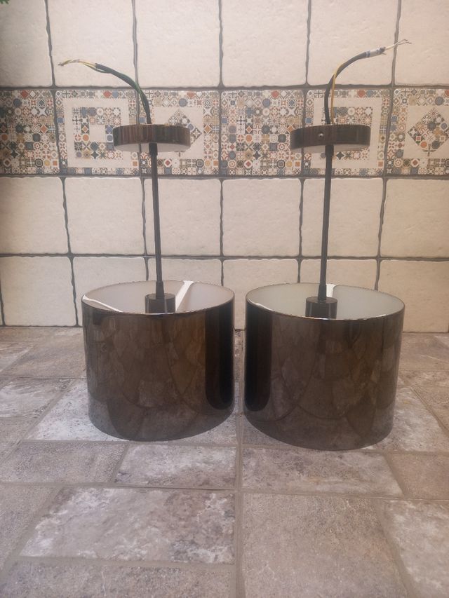 2 lámparas de techo circulares gris metalizado