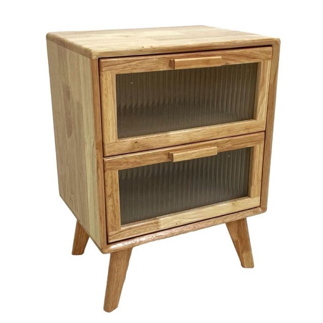 Mesita de Noche de Madera y Cristal - "Canage"