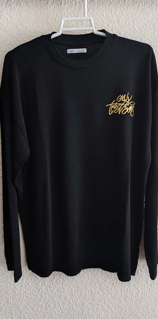 sudadera negra zara hombre