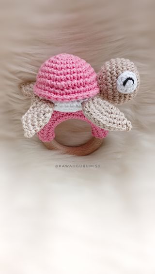 bebé sonajero amigurumi tortuga ganchillo