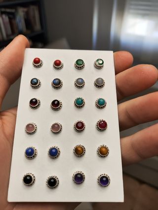 Pendientes de plata de ley y mineral