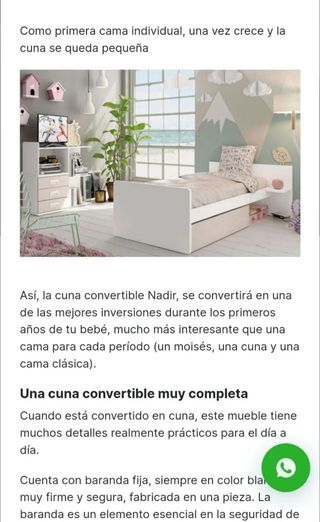 Cuna bebé convertible con cambiador y almacenaje