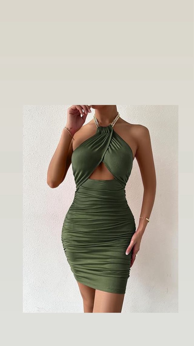 Vestido halter cadena ajustado