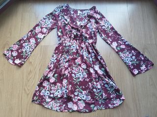 Vestido floral mujer manga larga (M)