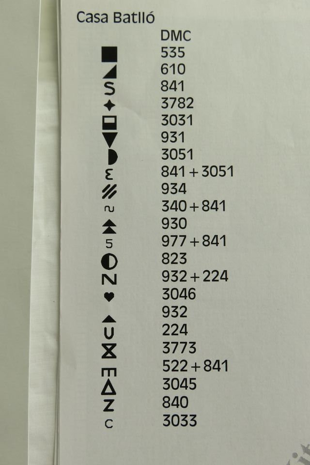 Punto de cruz esquema Casa Batllo