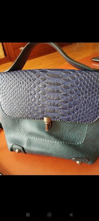 Bolso maletín de piel azul 💙