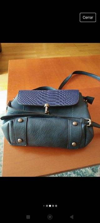 Bolso maletín de piel azul 💙