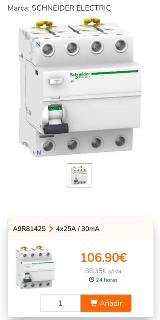 Interruptor diferencial 4p 25A