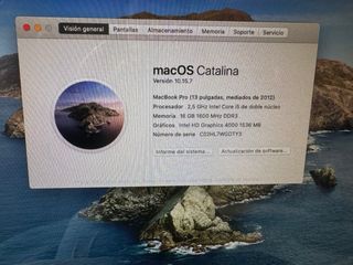 MacBook Pro 13” con 16 GB RAM, SSD 500 GB
