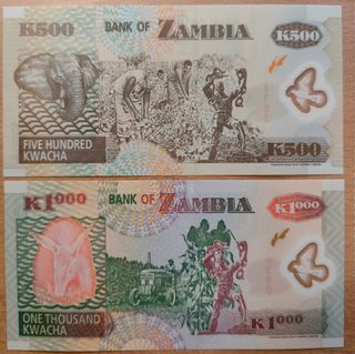 Zambia 500/1000 Kwacha 2005