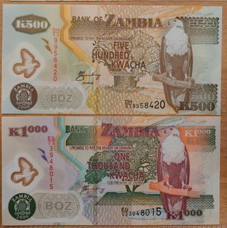 Zambia 500/1000 Kwacha 2006
