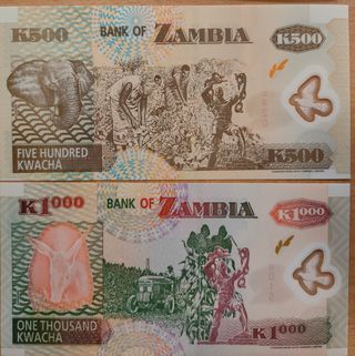 Zambia 500/1000 Kwacha 2006