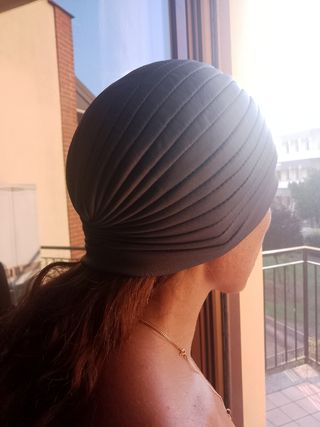 Cuffia turbante grigia 100% poliestere