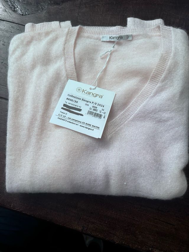 Golf Kangra donna rosa pallido in alpaca e cotone