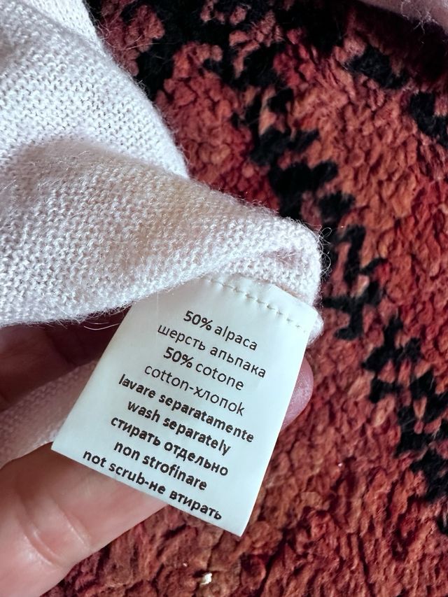 Golf Kangra donna rosa pallido in alpaca e cotone