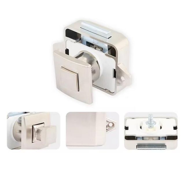 Cerradura con botón para cajones, para caravana.