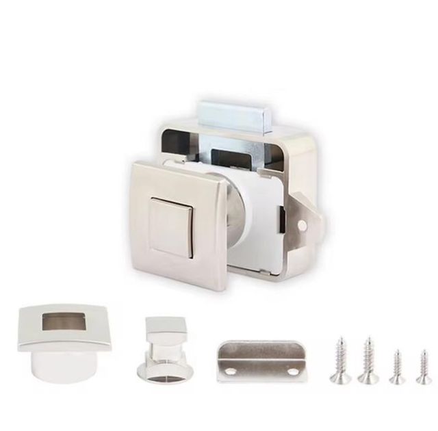 Cerradura con botón para cajones, para caravana.