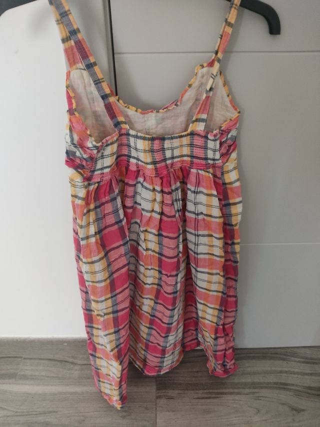 Vestido cuadros vichy rosa/naranja – Talla 16 (XS)