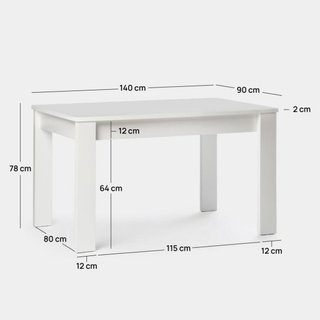 Mesa blanca extensible