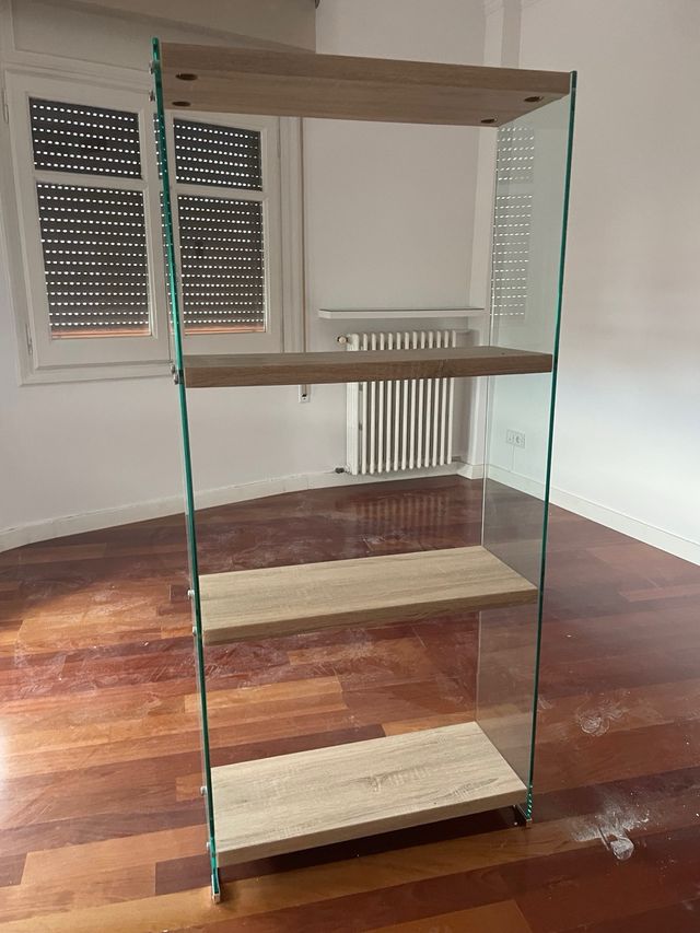 Estanteria cristal y madera