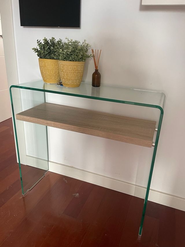 Consola madera y cristal