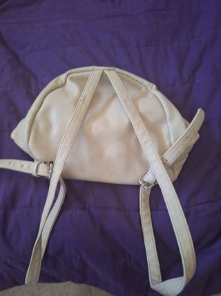 Bolso/Mochila de mujer de cuero blanco/beige