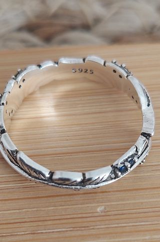 Anillo plata Pluma con zircon