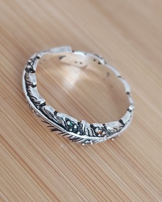 Anillo plata Pluma con zircon