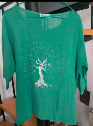 Blusa verde manga 3/4