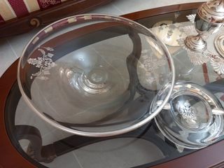 Piatto e portacenere in cristallo