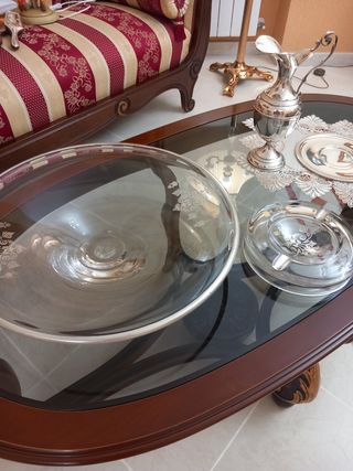 Piatto e portacenere in cristallo