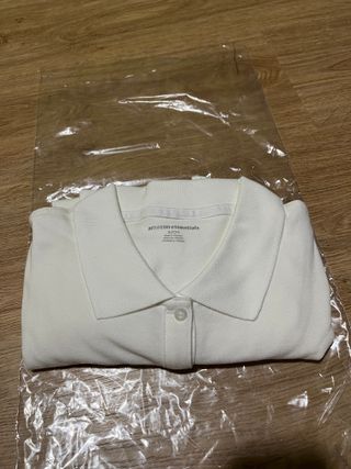 Polo blanco manga corta mujer. Talla S.