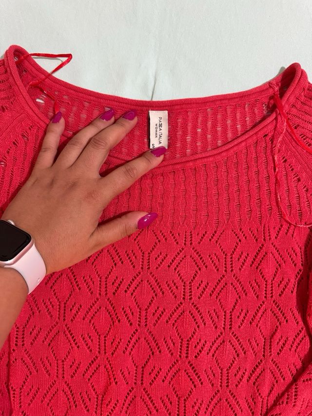 Maglia traforata corallo tg S Piazza Italia