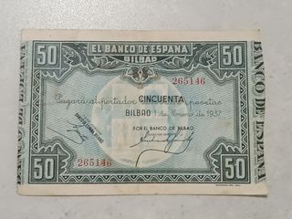 LOTE DE 6 BILLETES DE BILBAO. SERIE DE 1937
