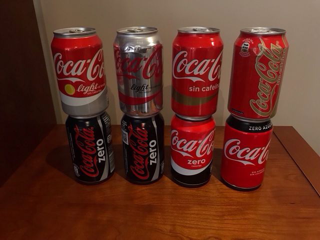 Lata, Coca Cola Zero, Light e senza caffeina